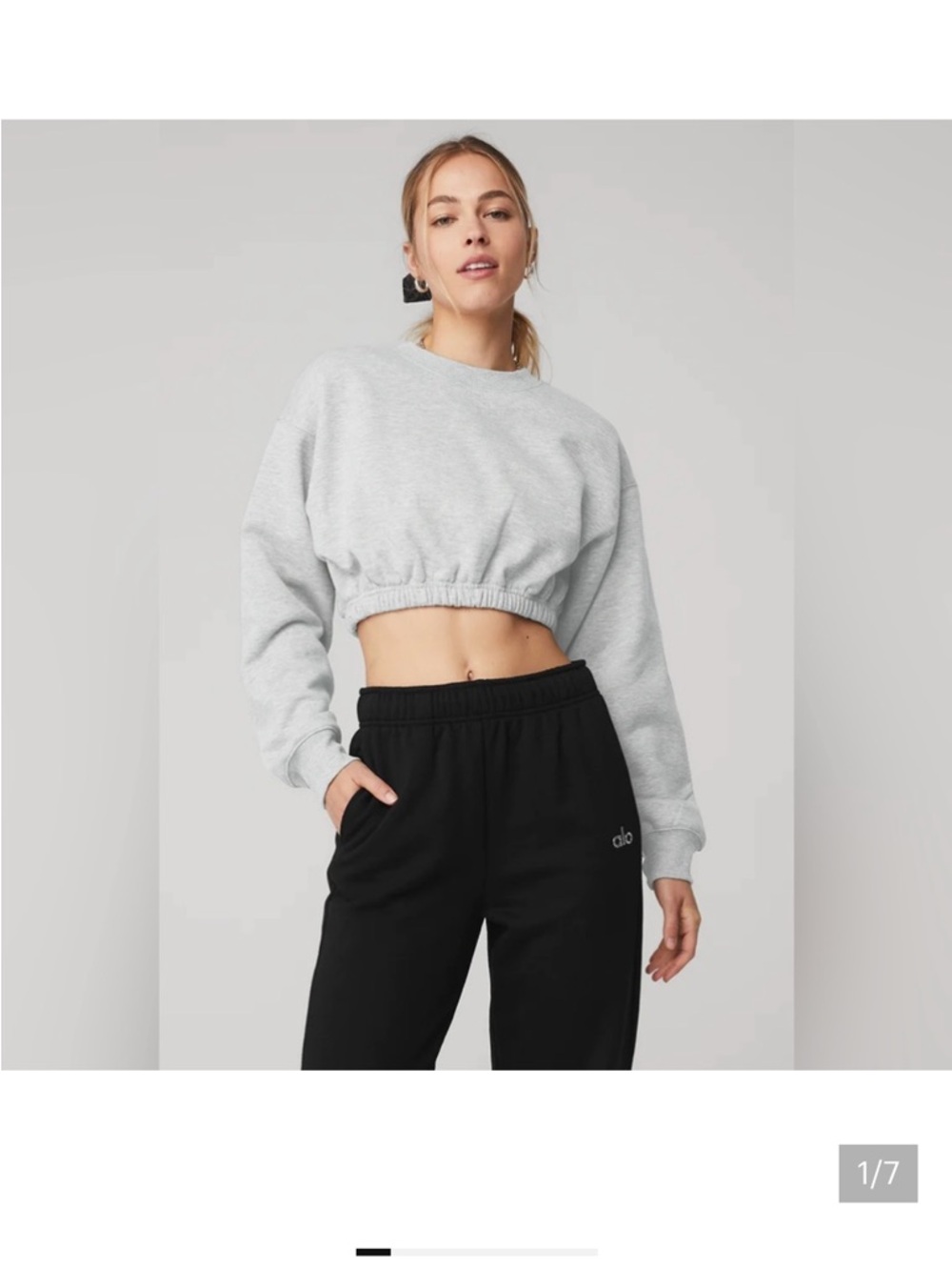 NWT ALO Yoga Devotion Cropped Crew Sweatshirt -pink sugar, not gray - size xs